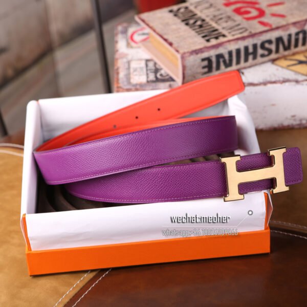 Hermès epsom Belt 32mm anemone/red - Image 4