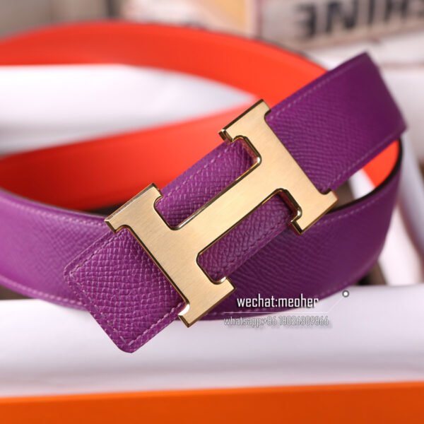 Hermès epsom Belt 32mm anemone/red - Image 7