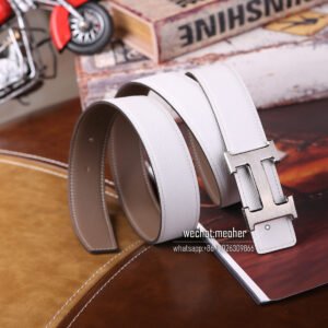 hermes belt 32mm in epsom white/swift etoupe