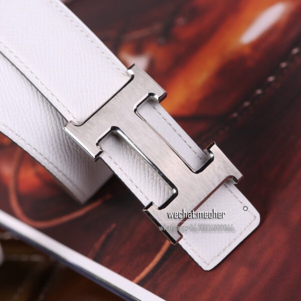 Hermès Belt 32mm in epsom white/swift etoupe - Image 2