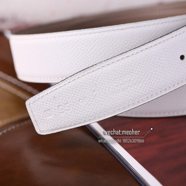 Hermès Belt 32mm in epsom white/swift etoupe - Image 4