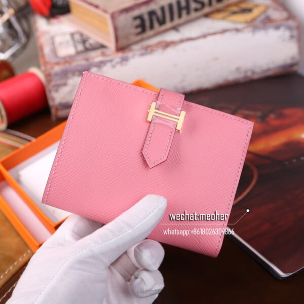 Hermes togo bearn compact Wallet 1Q rose confetti - Image 8