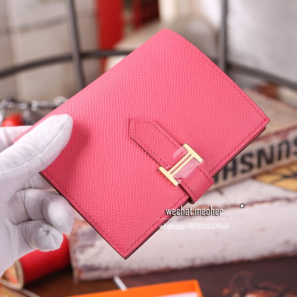 Hermes togo bearn compact Wallet 8W Rose Azalea - Image 6