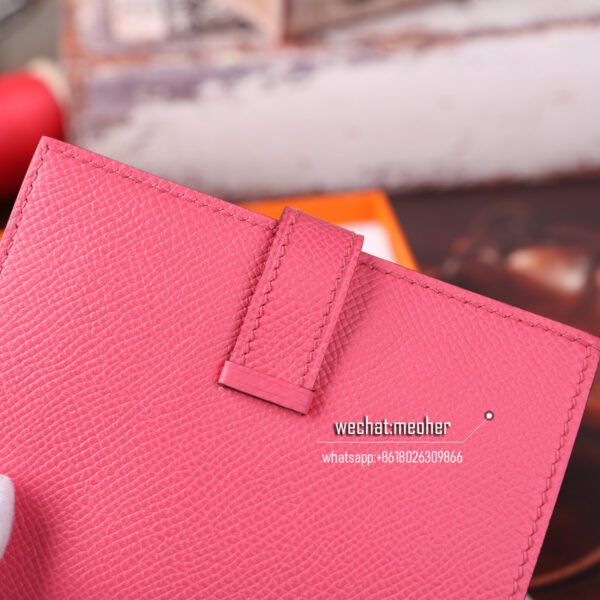 Hermes togo bearn compact Wallet 8W Rose Azalea - Image 5