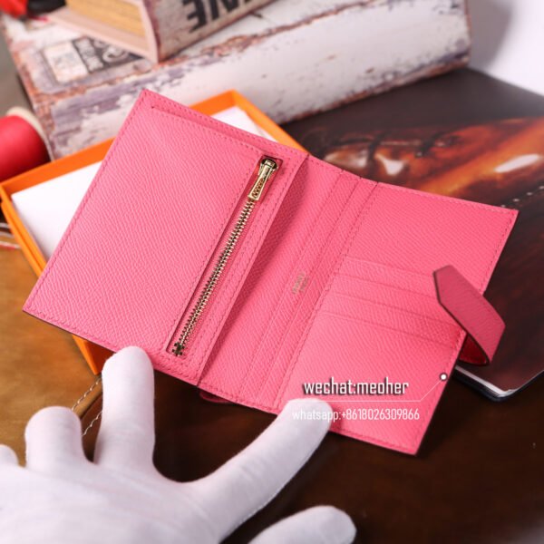 Hermes togo bearn compact Wallet 8W Rose Azalea - Image 4