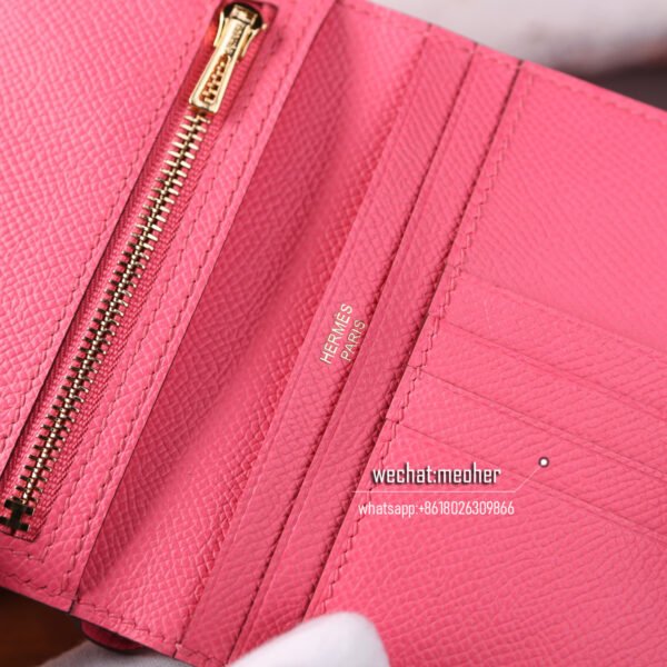 Hermes togo bearn compact Wallet 8W Rose Azalea - Image 3