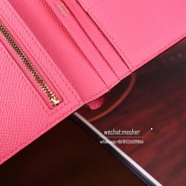 Hermes togo bearn compact Wallet 8W Rose Azalea - Image 2