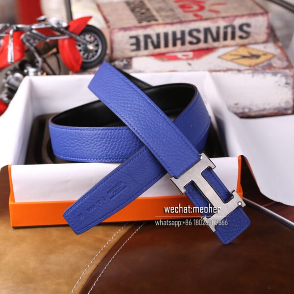 hermes togo Belt 32mm bleu electrique - Image 2