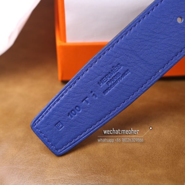 hermes togo Belt 32mm bleu electrique - Image 3