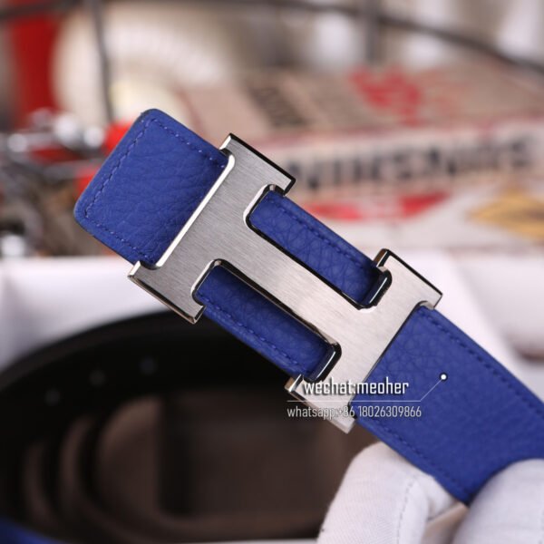 hermes togo Belt 32mm bleu electrique - Image 4
