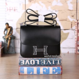 Hermes box constance 19cm ck89 noir lizard hardware