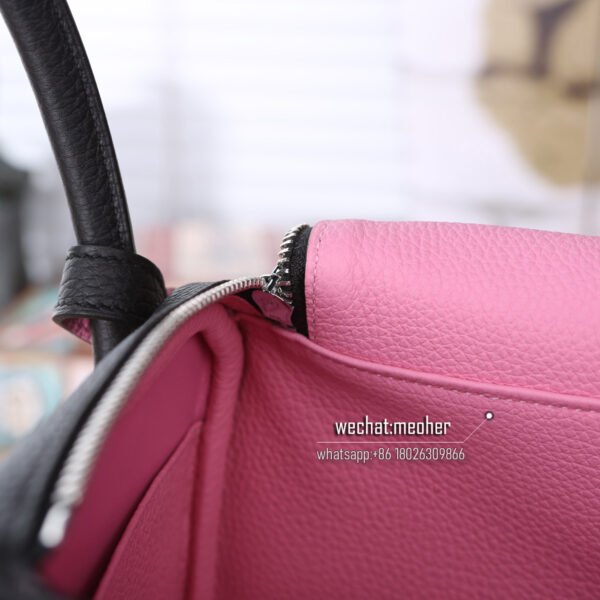 Hermes togo lindy 30cm ck89 black/pink two-tone - Image 8