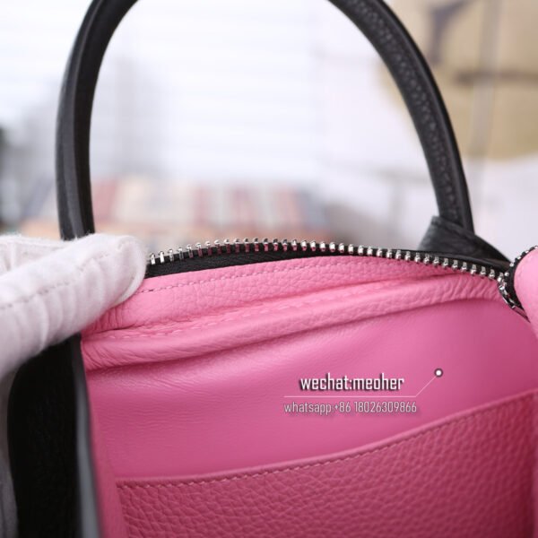 Hermes togo lindy 30cm ck89 black/pink two-tone - Image 9