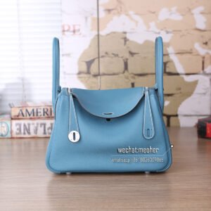 Hermes Lindy 30 Bag in blue jean Togo Leather