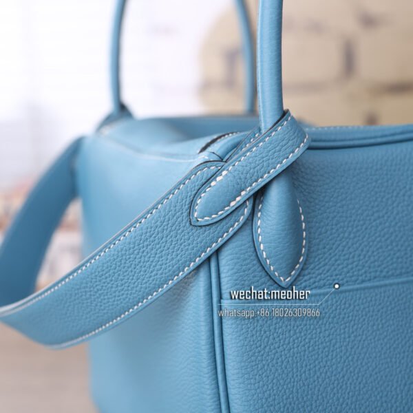 Hermes togo lindy 30cm 75 blue jean - Image 4