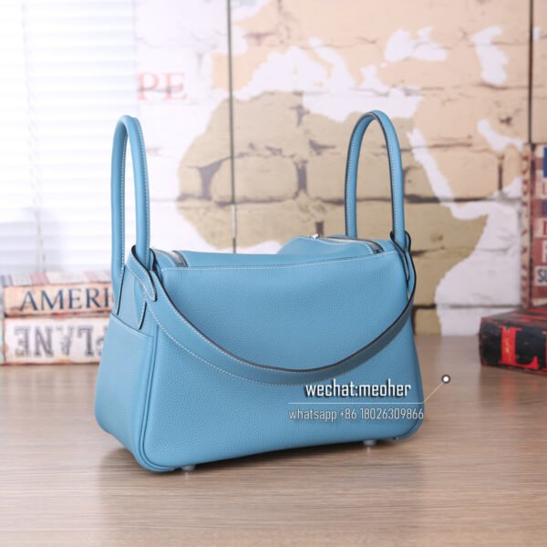 Hermes togo lindy 30cm 75 blue jean - Image 5