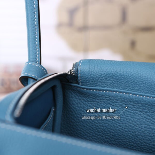 Hermes togo lindy 30cm 75 blue jean - Image 8