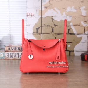 Hermes Lindy 30 Bag in rouge pivoine Togo Leather