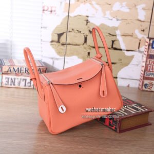 Hermes Lindy 30 Bag in crevette Togo Leather