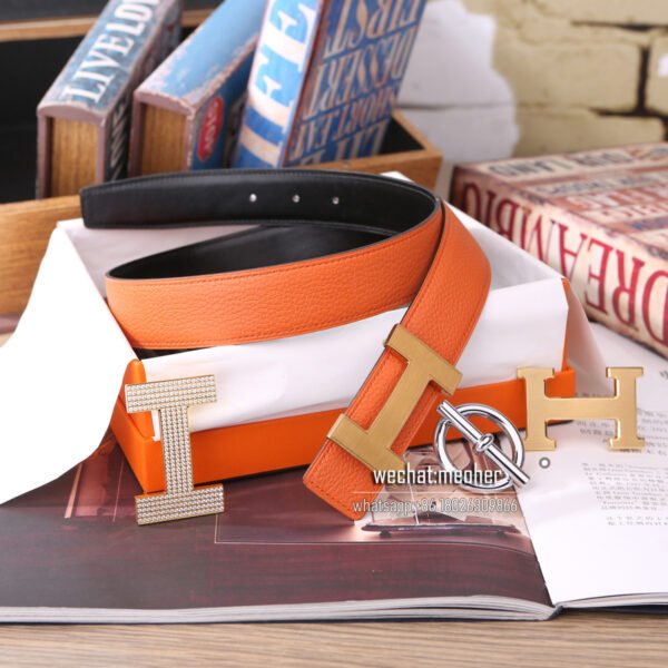 Hermes togo Belt 32mm orange - Image 2