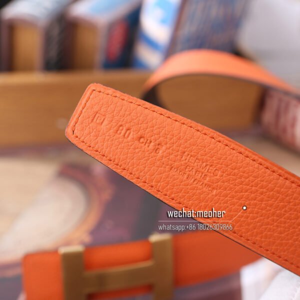 Hermes togo Belt 32mm orange - Image 5