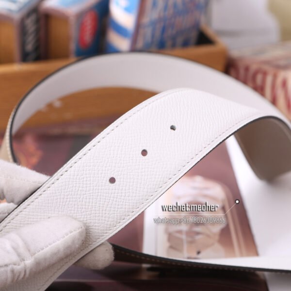 Hermès epsom Belt 42mm etoupe/white - Image 6