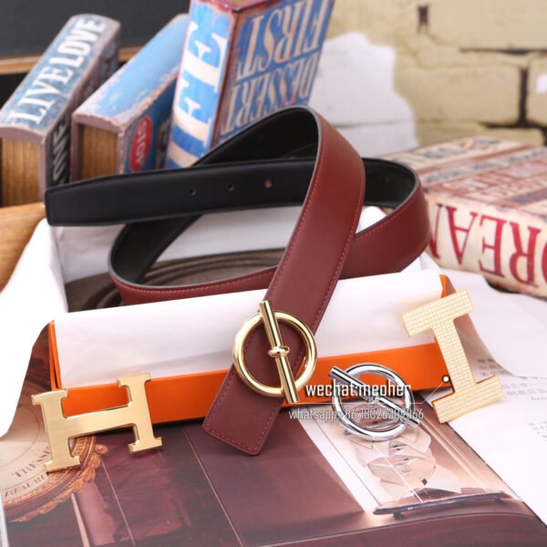 hermes swift Belt 32mm Red jujube - Image 10