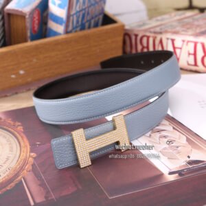 hermes togo belt 32mm blue lin Front display