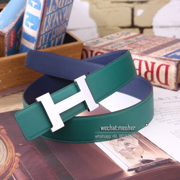 Hermès epsom Belt 42mm malachite/Bleu Abysse - Image 2