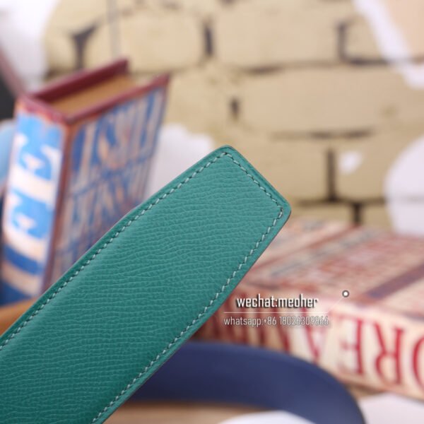 Hermès epsom Belt 42mm malachite/Bleu Abysse - Image 3