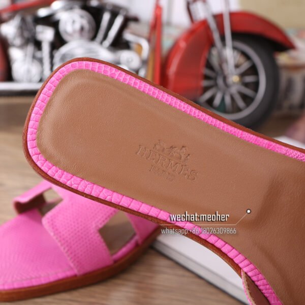 Customized Hermes oran sandal lizard leather pink - Image 6