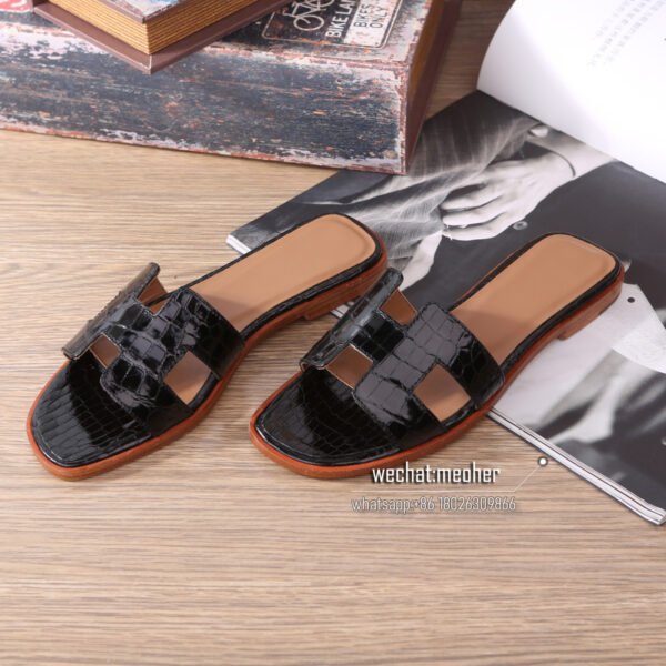 hermes crocodile leather oran sandal