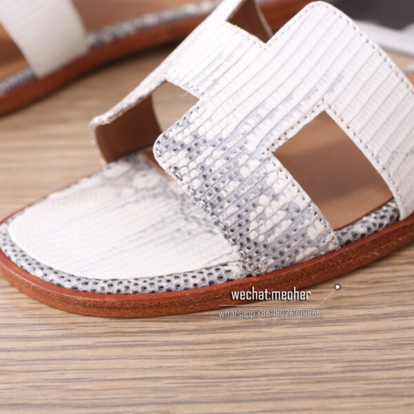 Customized Hermes oran sandal lizard leather white - Image 4