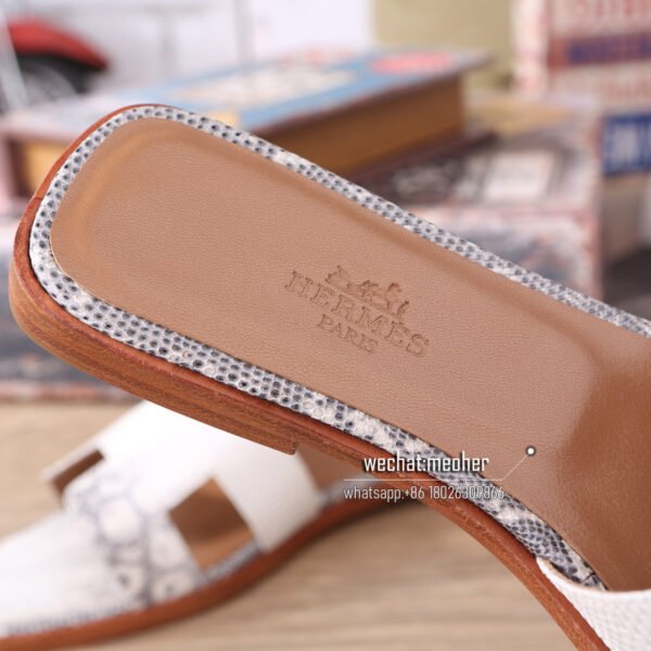 Customized Hermes oran sandal lizard leather white - Image 5