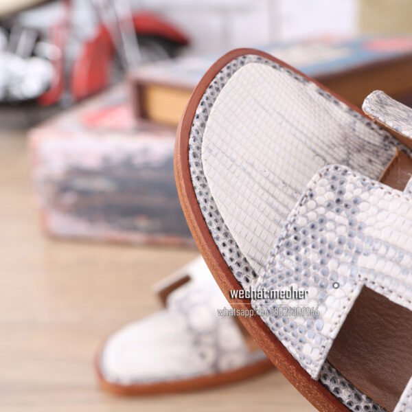 Customized Hermes oran sandal lizard leather white - Image 6