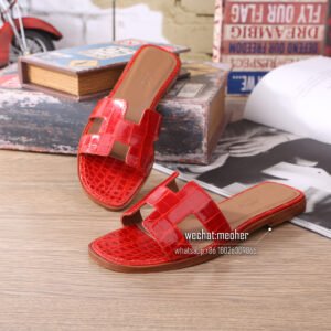 hermes crocodile leather oran sandal