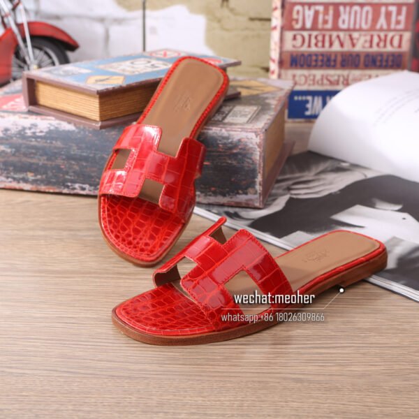 hermes crocodile leather oran sandal