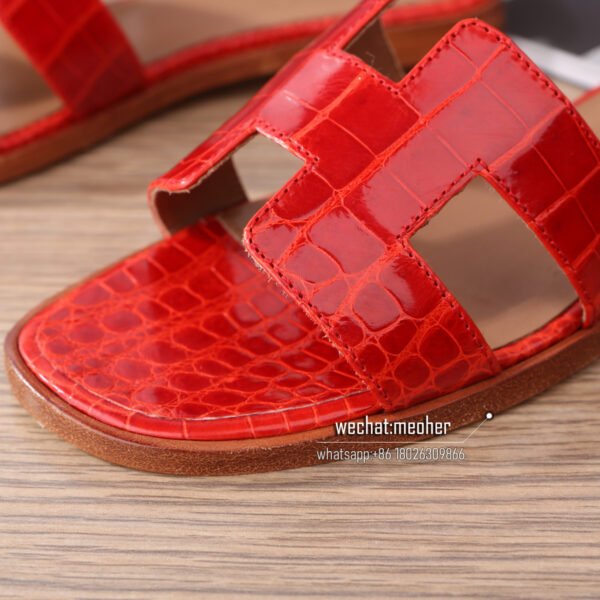 Customized Hermes oran sandal crocodile leather red - Image 5