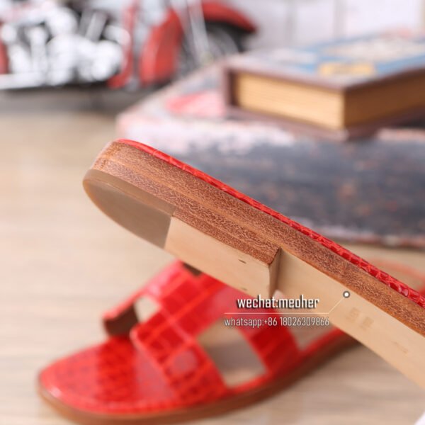 Customized Hermes oran sandal crocodile leather red - Image 8