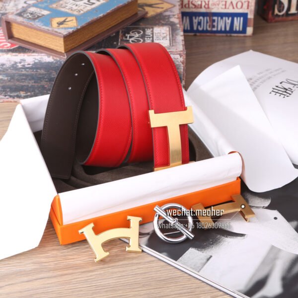 Hermès epsom Belt 42mm rouge casaque - Image 2