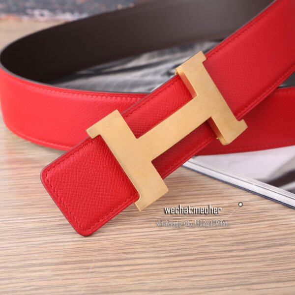 Hermès epsom Belt 42mm rouge casaque - Image 3