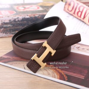 hermes togo belt 32mm chocolate Front display