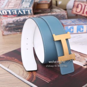 hermes epsom belt 42mm blue jean/white