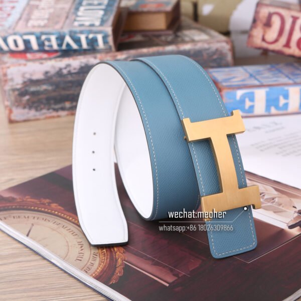 hermes epsom belt 42mm blue jean/white