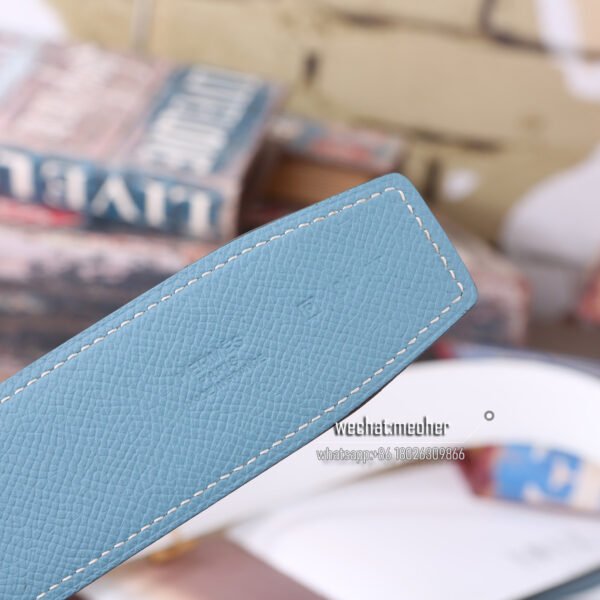 Hermès epsom Belt 42mm blue jean/white - Image 2