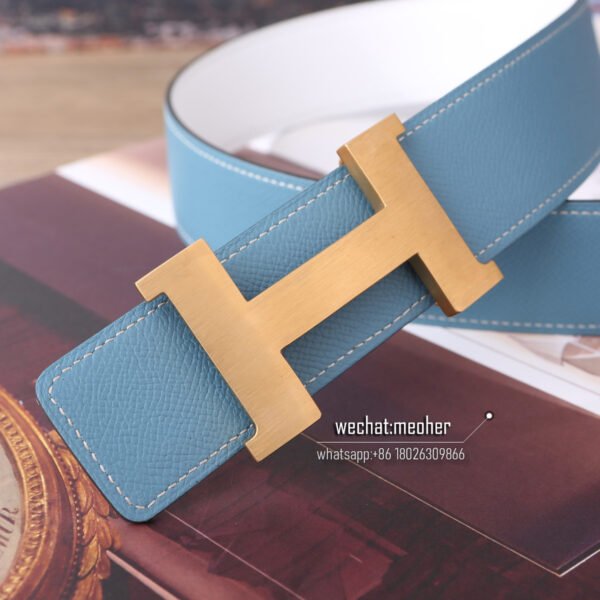 Hermès epsom Belt 42mm blue jean/white - Image 4