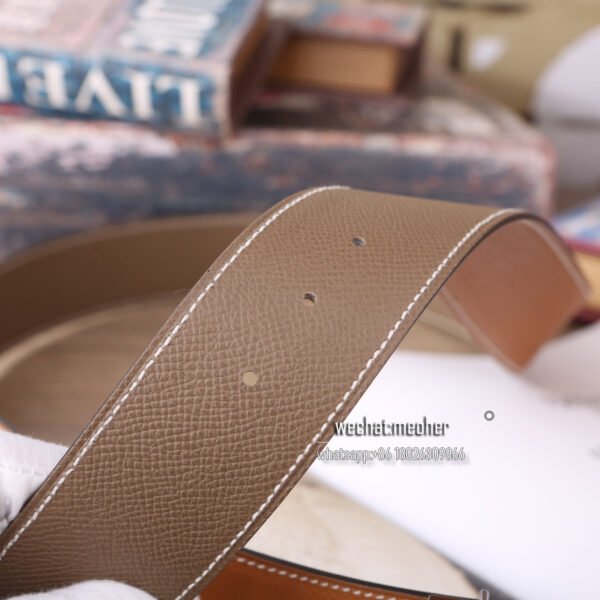 Hermès epsom Belt 42mm etoupe/gold - Image 4