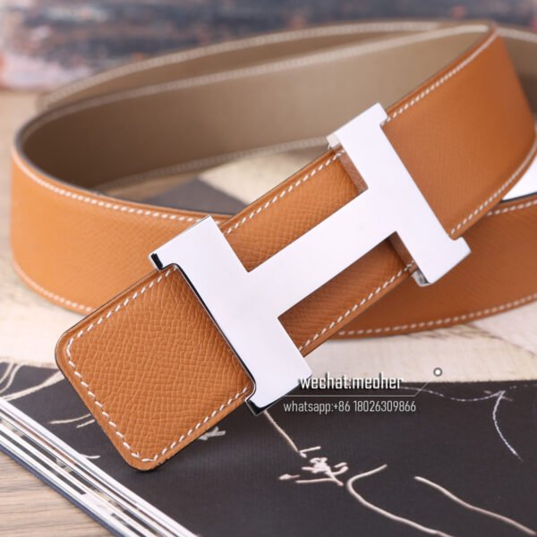 Hermès epsom Belt 42mm etoupe/gold - Image 6