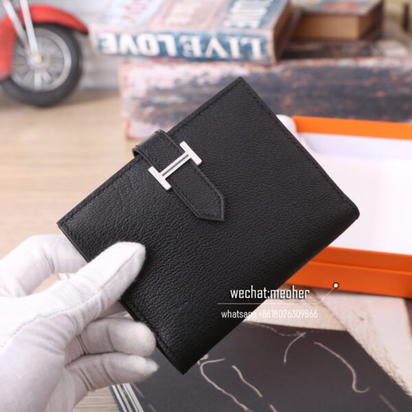Hermes chevre bearn compact Wallet ck89 noir - Image 20