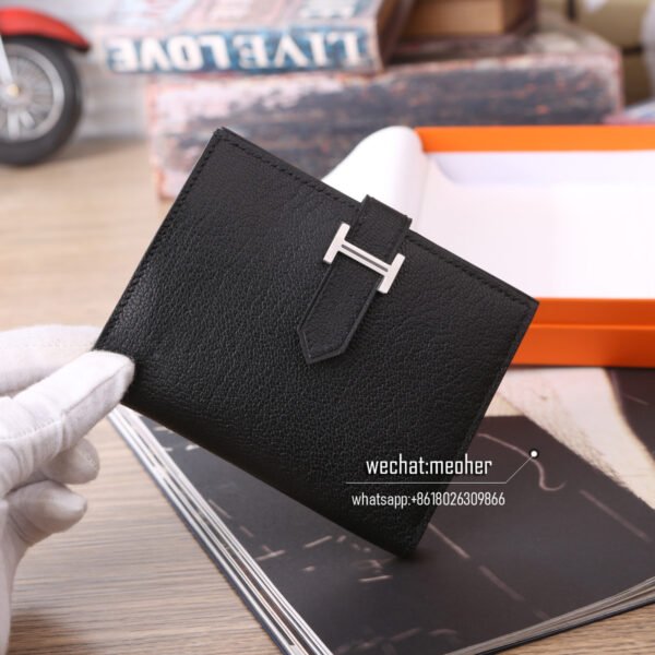 Hermes chevre bearn compact Wallet ck89 noir - Image 14